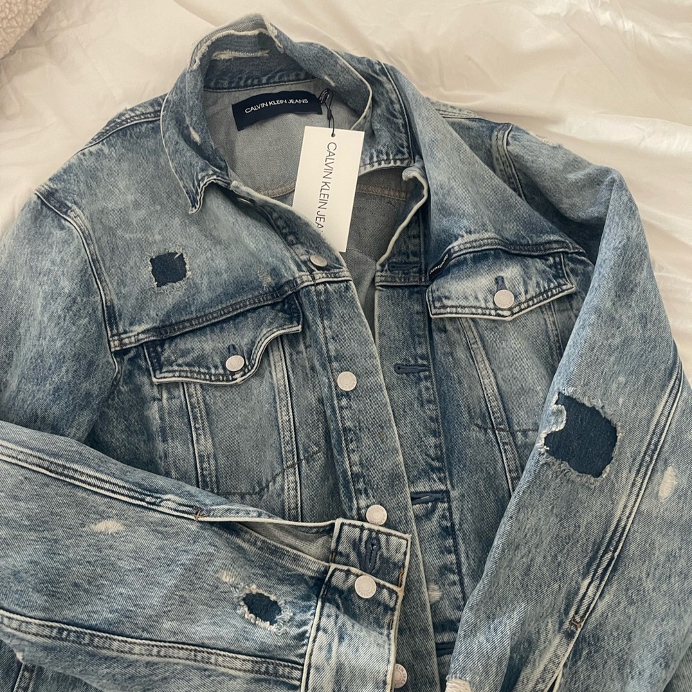 Calvin Klein Jeans Light Blue Distressed Jacket